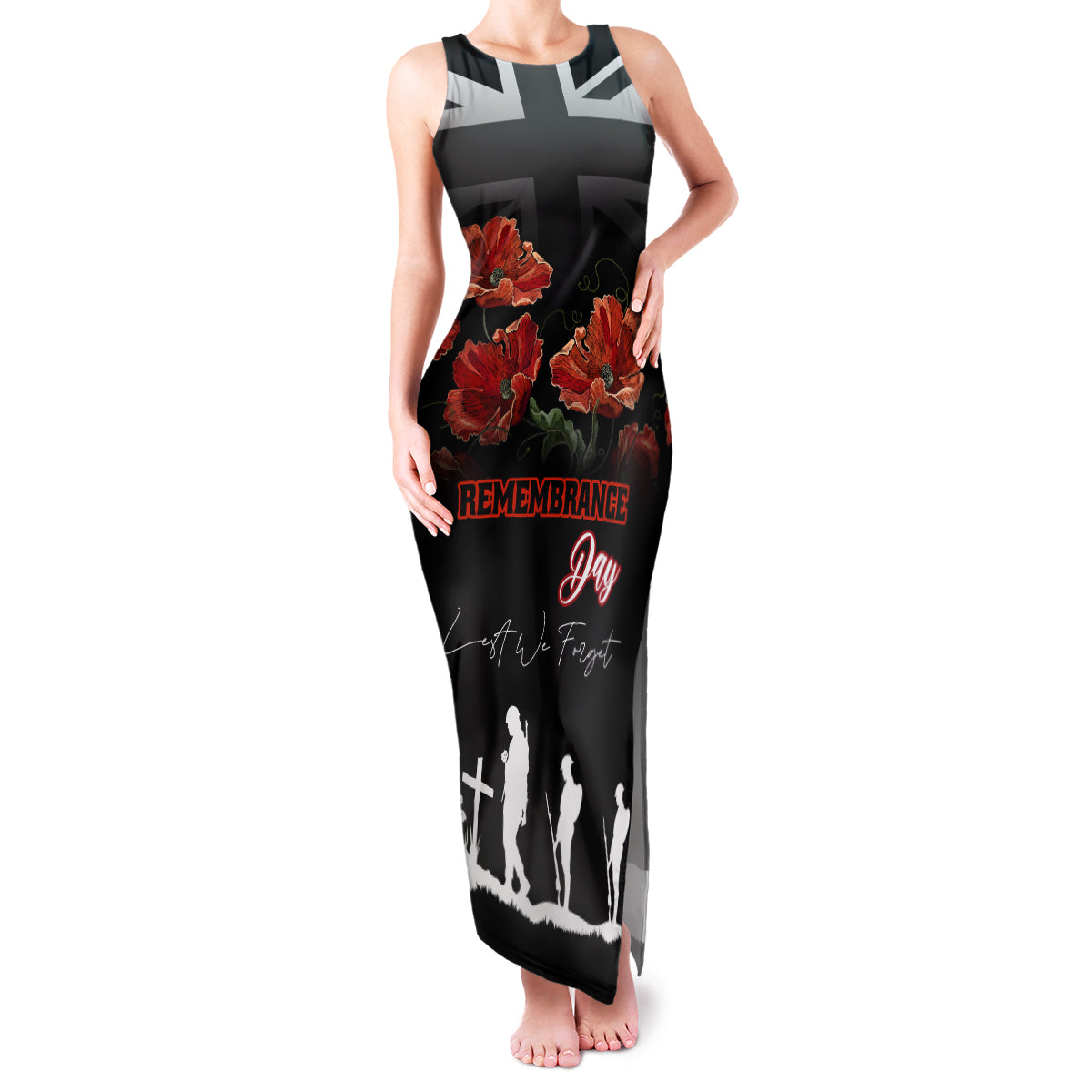 Remembrance Day Family Matching Tank Maxi Dress and Hawaiian Shirt Lest We Forget Poppy Flower - Wonder Print Shop