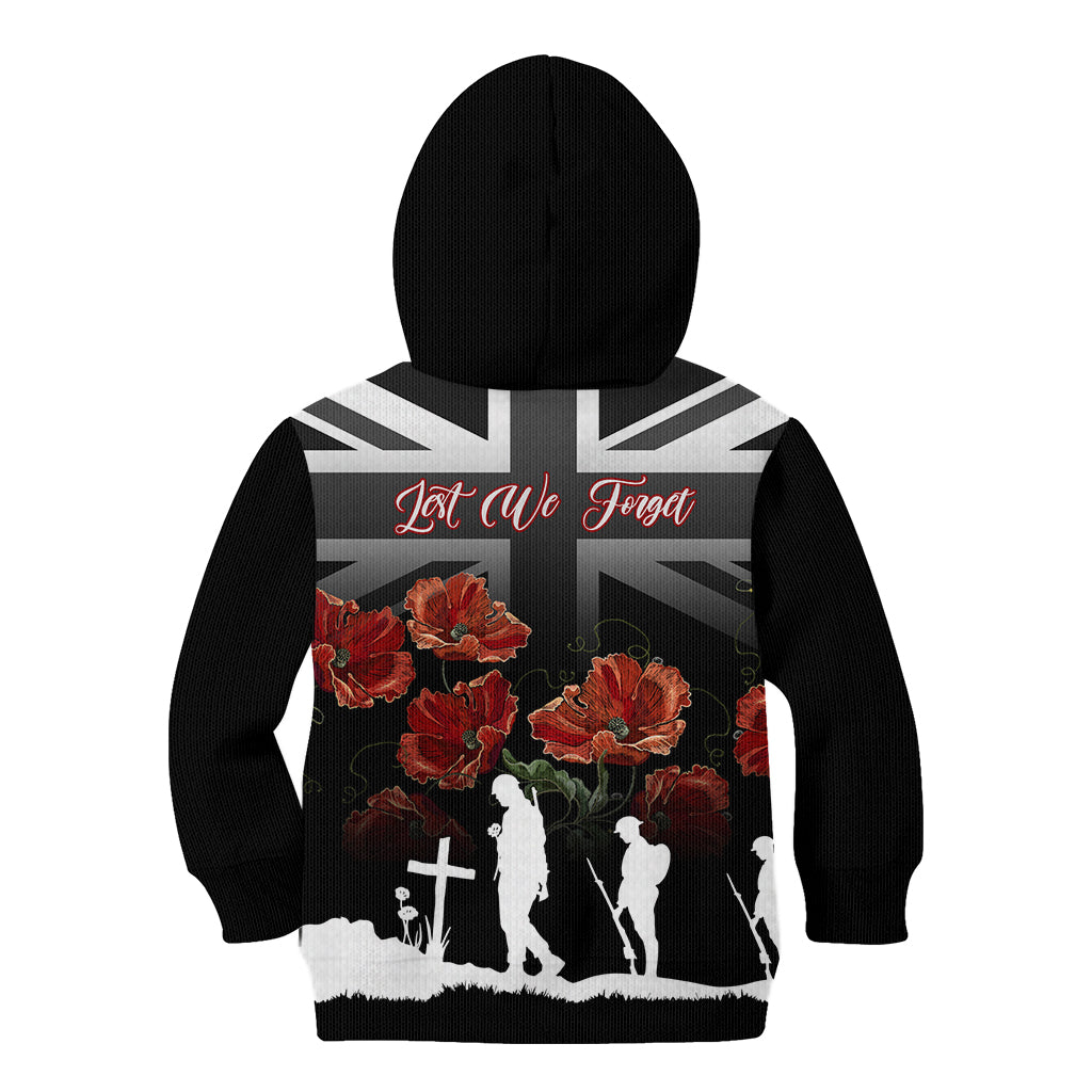 Remembrance Day Kid Hoodie Lest We Forget Poppy Flower - Wonder Print Shop
