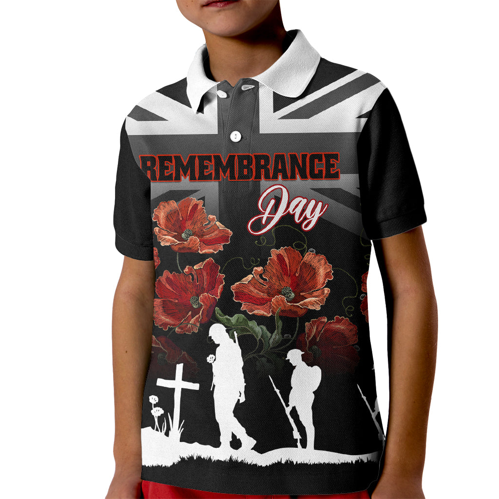 Remembrance Day Kid Polo Shirt Lest We Forget Poppy Flower - Wonder Print Shop