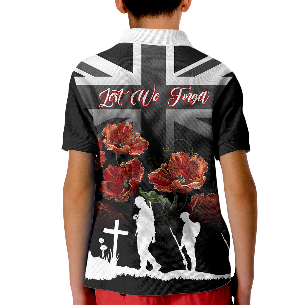 Remembrance Day Kid Polo Shirt Lest We Forget Poppy Flower - Wonder Print Shop