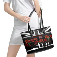 Remembrance Day Leather Tote Bag Lest We Forget Poppy Flower - Wonder Print Shop