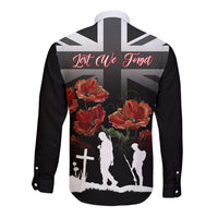 Remembrance Day Long Sleeve Button Shirt Lest We Forget Poppy Flower - Wonder Print Shop