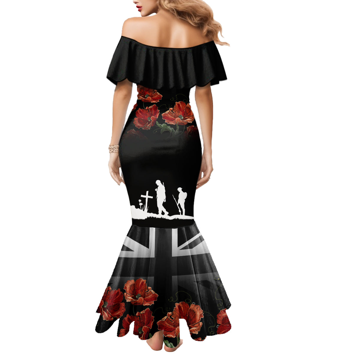 Remembrance Day Mermaid Dress Lest We Forget Poppy Flower - Wonder Print Shop