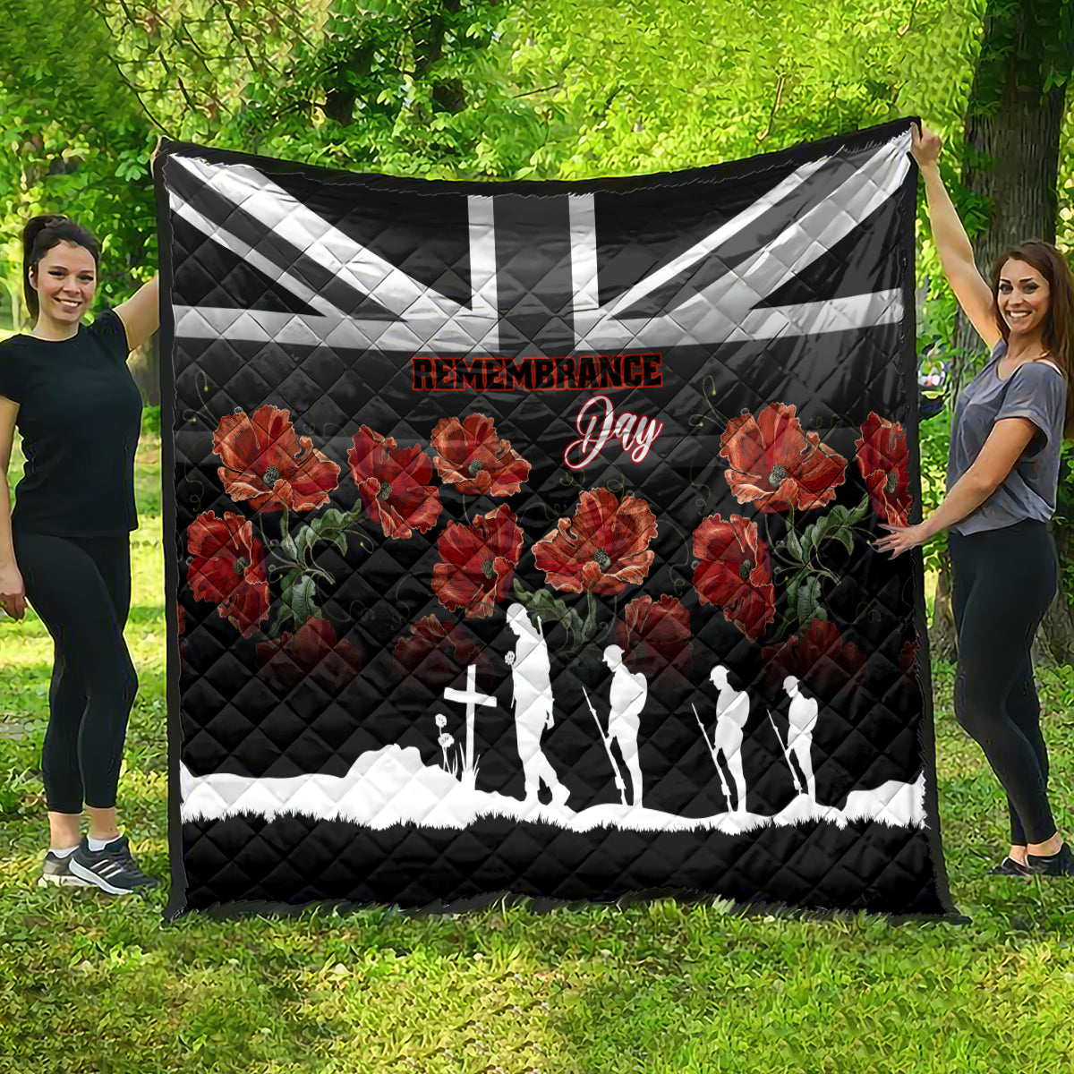 Remembrance Day Quilt Lest We Forget Poppy Flower - Wonder Print Shop