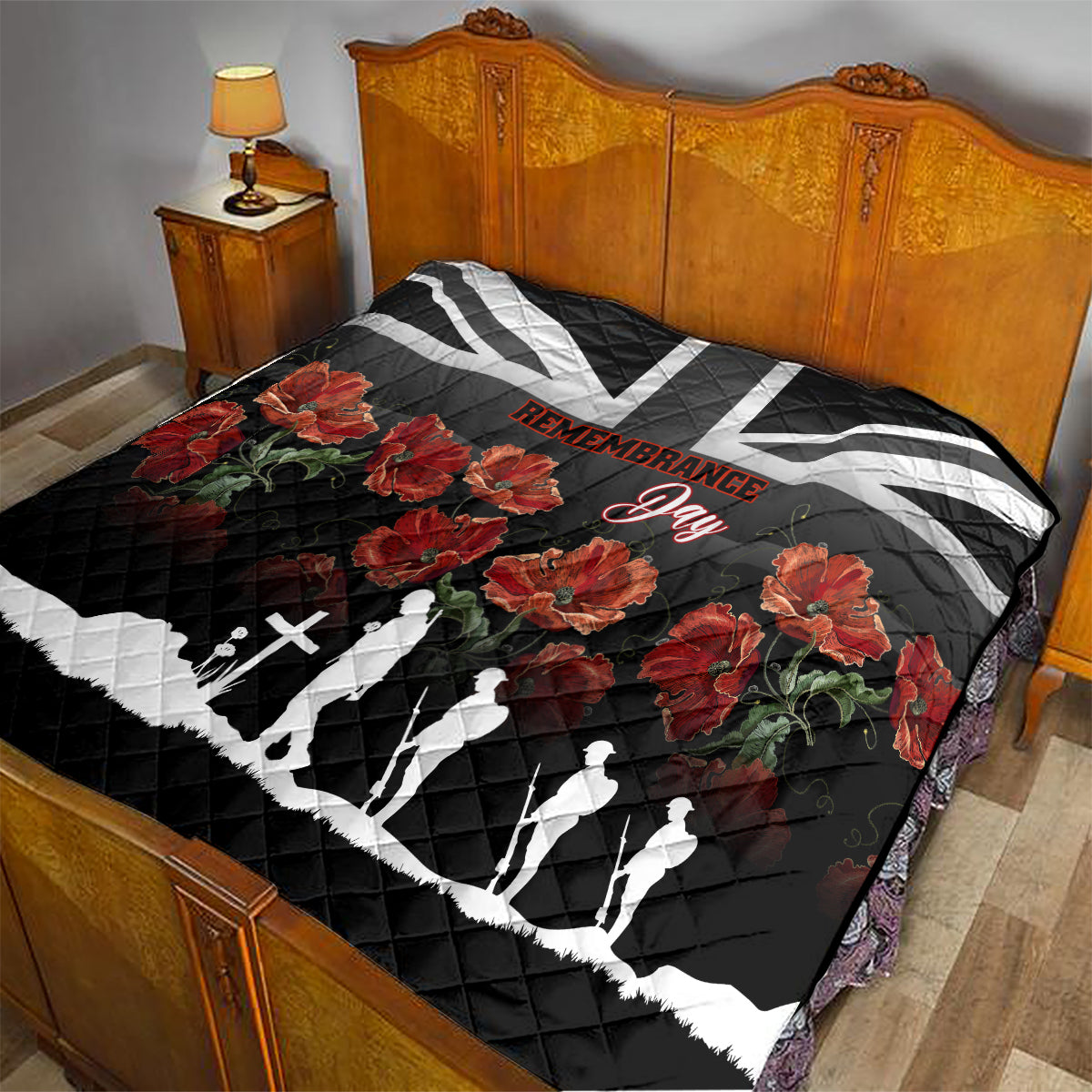 Remembrance Day Quilt Lest We Forget Poppy Flower - Wonder Print Shop