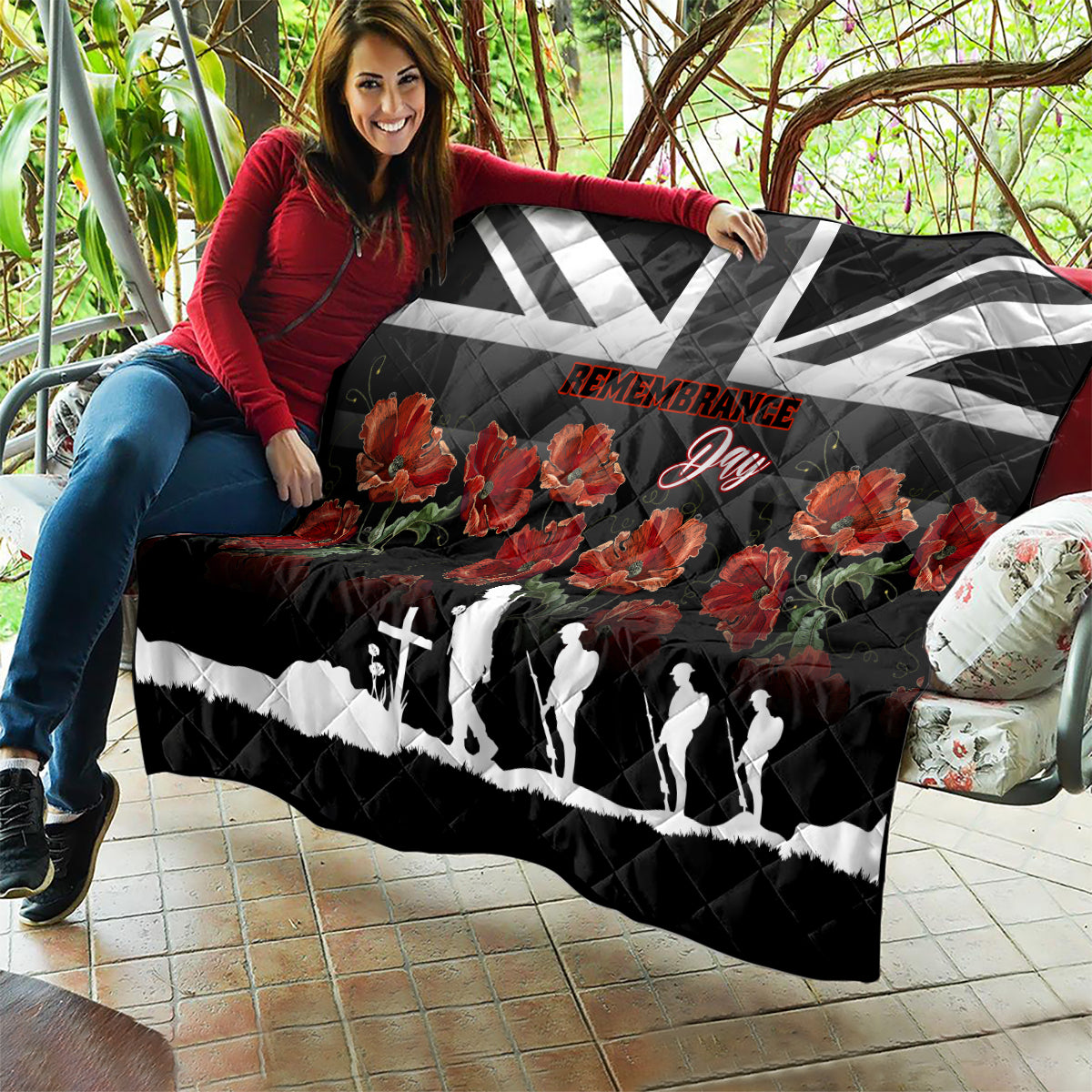 Remembrance Day Quilt Lest We Forget Poppy Flower - Wonder Print Shop
