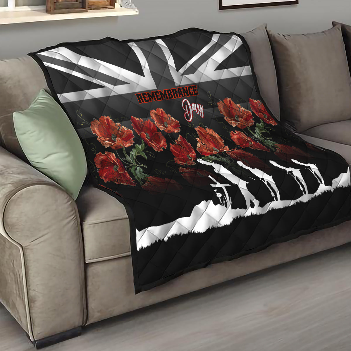 Remembrance Day Quilt Lest We Forget Poppy Flower - Wonder Print Shop