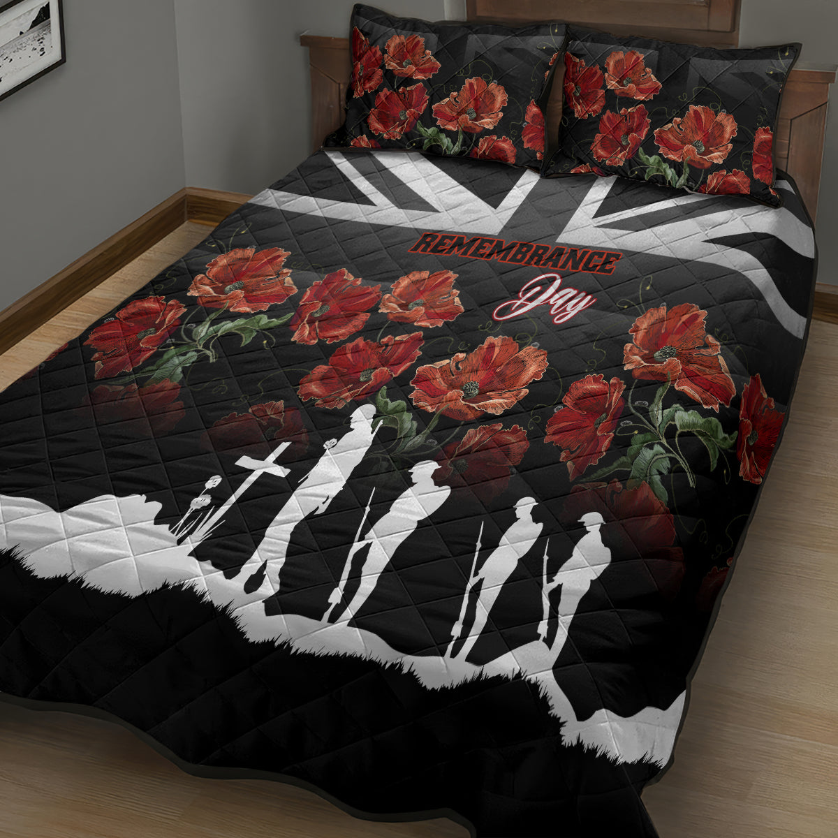 Remembrance Day Quilt Bed Set Lest We Forget Poppy Flower - Wonder Print Shop