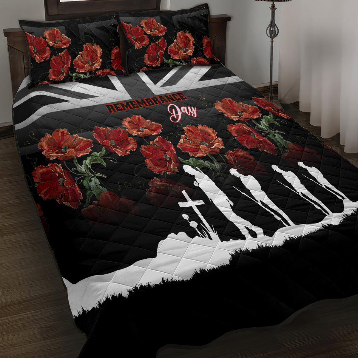 Remembrance Day Quilt Bed Set Lest We Forget Poppy Flower - Wonder Print Shop