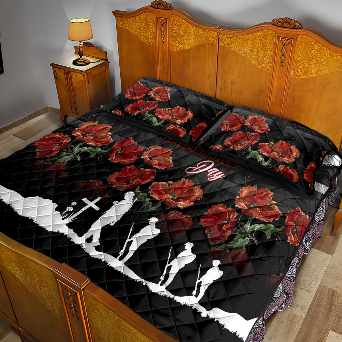 Remembrance Day Quilt Bed Set Lest We Forget Poppy Flower - Wonder Print Shop