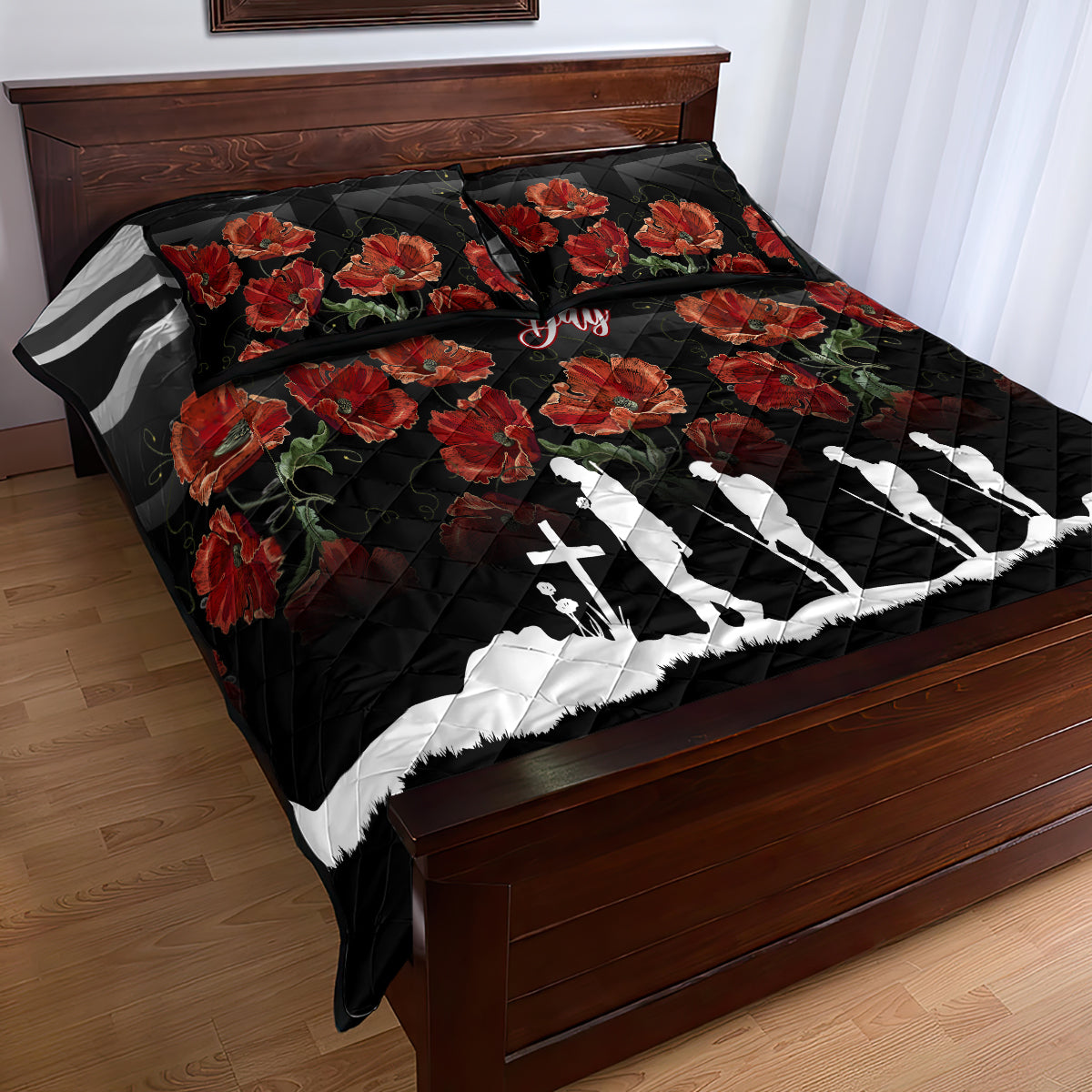 Remembrance Day Quilt Bed Set Lest We Forget Poppy Flower - Wonder Print Shop