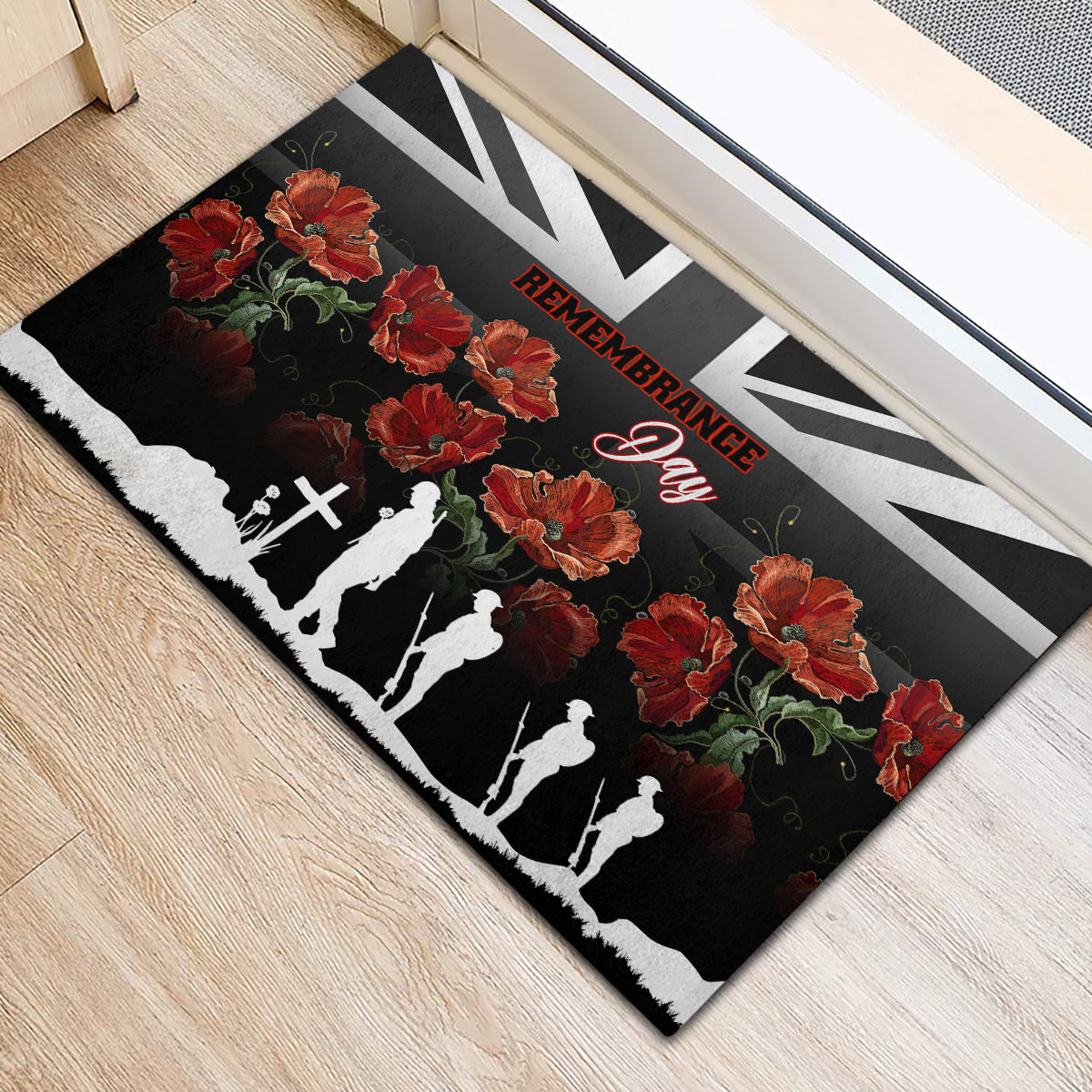 Remembrance Day Rubber Doormat Lest We Forget Poppy Flower - Wonder Print Shop
