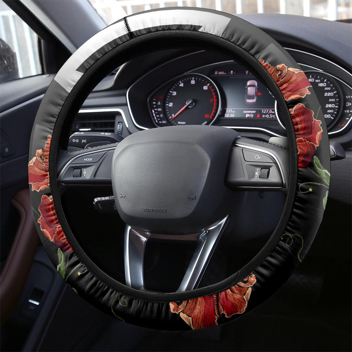Remembrance Day Steering Wheel Cover Lest We Forget Poppy Flower - Wonder Print Shop