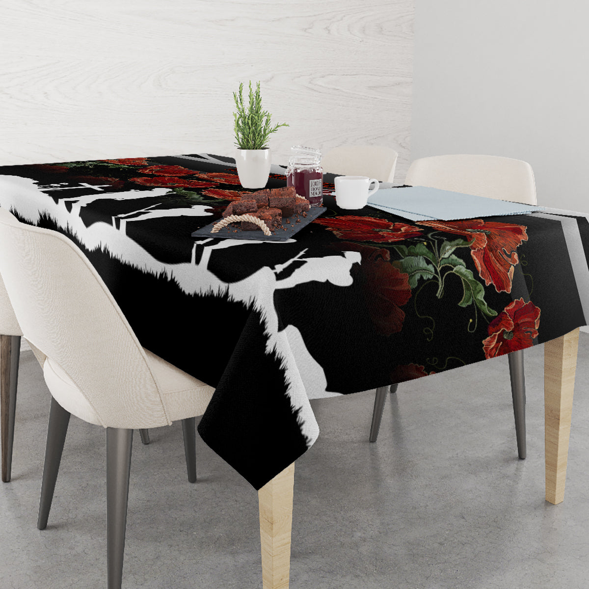 Remembrance Day Tablecloth Lest We Forget Poppy Flower - Wonder Print Shop