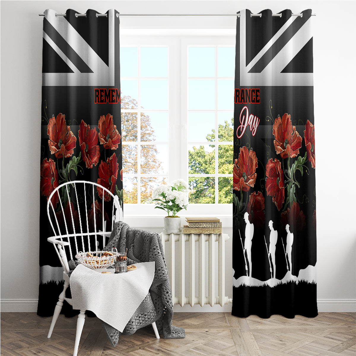 Remembrance Day Window Curtain Lest We Forget Poppy Flower - Wonder Print Shop