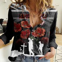 Remembrance Day Women Casual Shirt Lest We Forget Poppy Flower - Wonder Print Shop