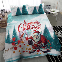 Canada Santa Playing Hockey Bedding Set - Wonder Print Shop