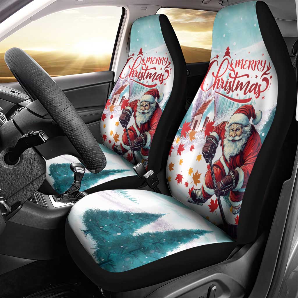 Canada Santa Playing Hockey Car Seat Cover - Wonder Print Shop