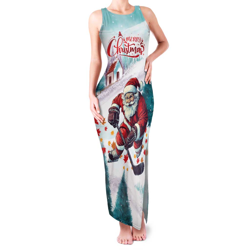 Personalized Canada Santa Playing Hockey Family Matching Tank Maxi Dress and Hawaiian Shirt - Wonder Print Shop