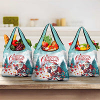 Canada Santa Playing Hockey Grocery Bag