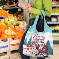 Canada Santa Playing Hockey Grocery Bag
