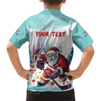 Personalized Canada Santa Playing Hockey Hawaiian Shirt - Wonder Print Shop