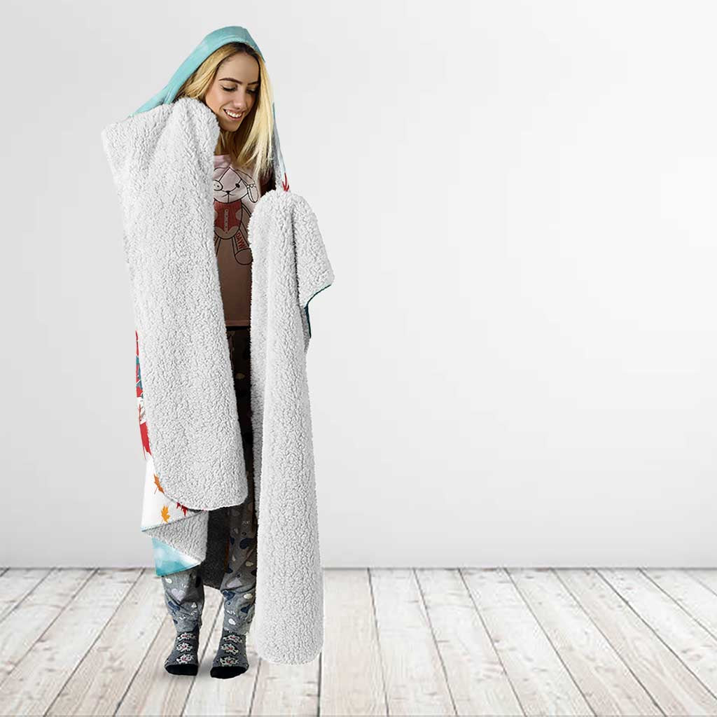 Canada Santa Playing Hockey Hooded Blanket