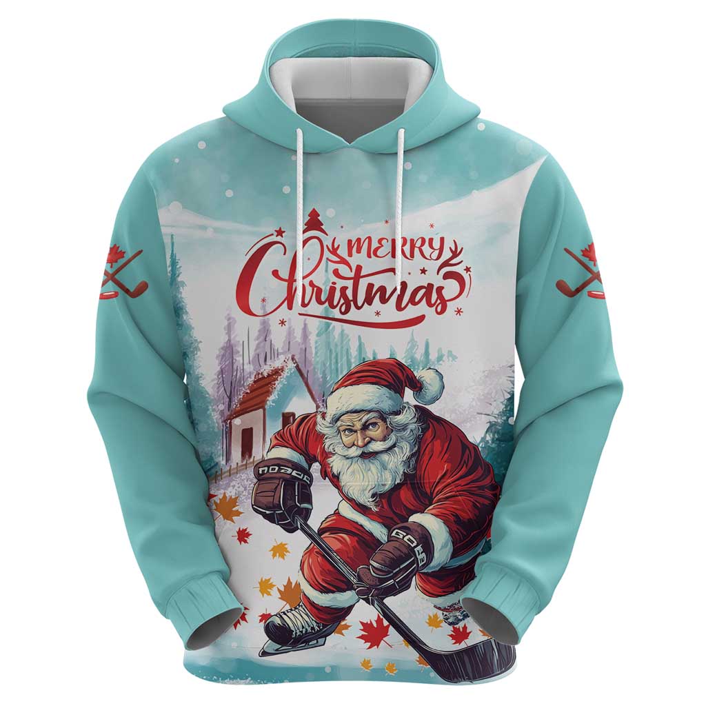 Personalized Canada Santa Playing Hockey Hoodie - Wonder Print Shop