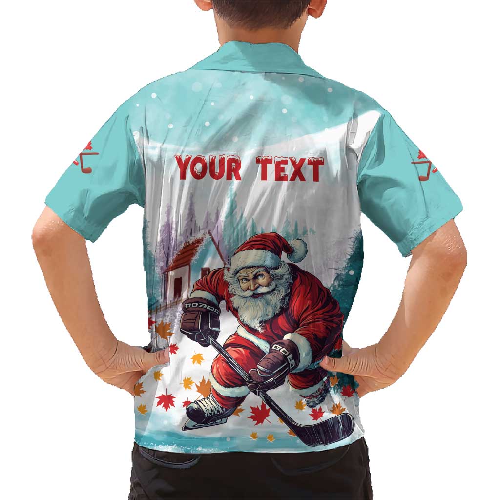 Personalized Canada Santa Playing Hockey Kid Hawaiian Shirt - Wonder Print Shop