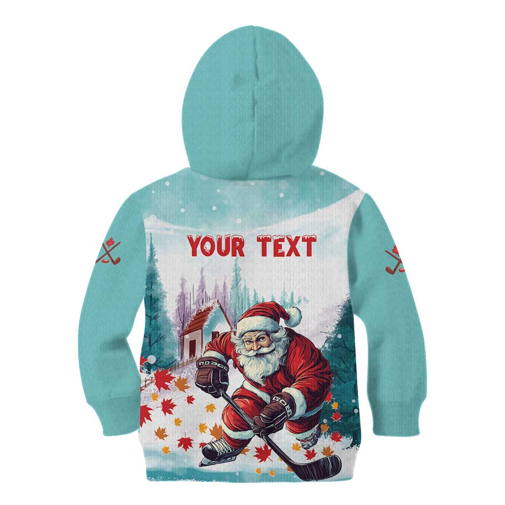 Personalized Canada Santa Playing Hockey Kid Hoodie - Wonder Print Shop