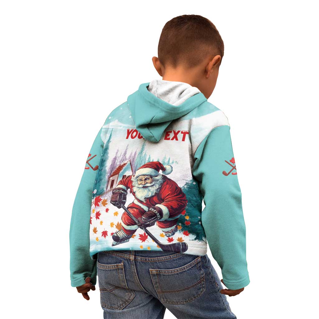 Personalized Canada Santa Playing Hockey Kid Hoodie - Wonder Print Shop