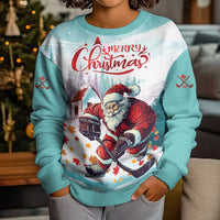 Canada Santa Playing Hockey Kid Ugly Christmas Sweater - Wonder Print Shop