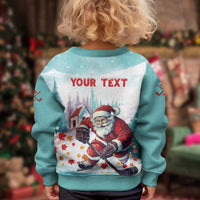 Canada Santa Playing Hockey Kid Ugly Christmas Sweater - Wonder Print Shop