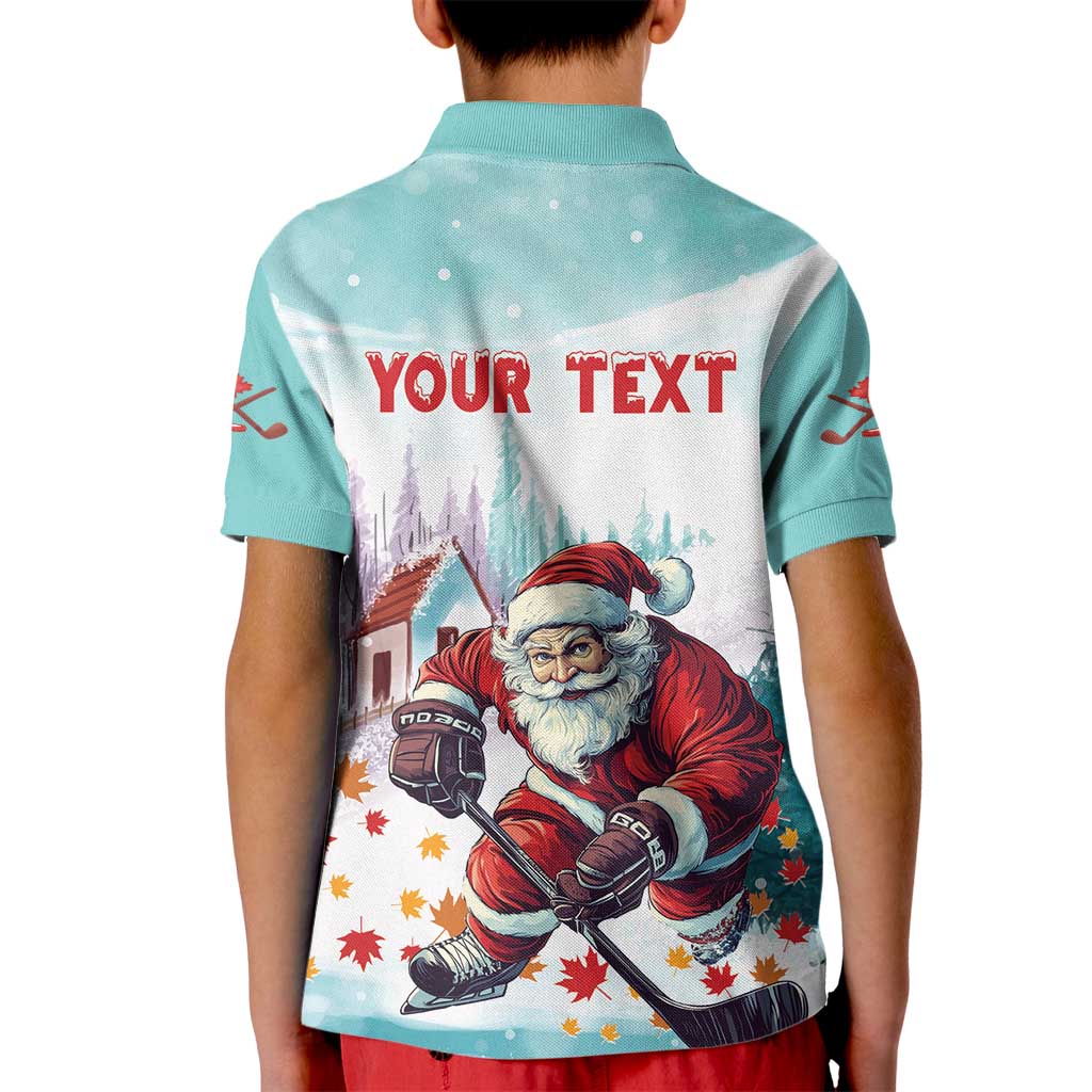 Personalized Canada Santa Playing Hockey Kid Polo Shirt - Wonder Print Shop