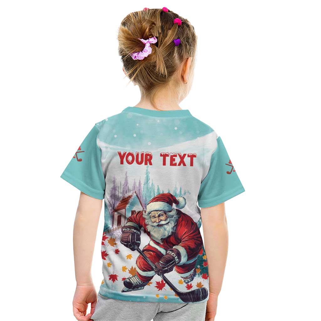 Personalized Canada Santa Playing Hockey Kid T Shirt - Wonder Print Shop