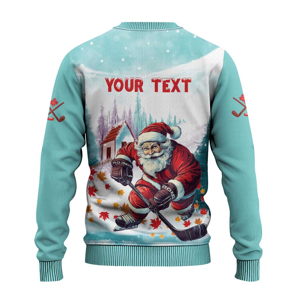 Canada Santa Playing Hockey Ugly Christmas Sweater - Wonder Print Shop