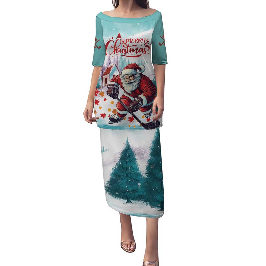 Personalized Canada Santa Playing Hockey Puletasi - Wonder Print Shop