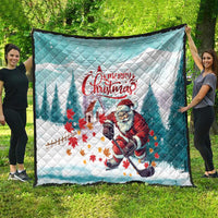 Canada Santa Playing Hockey Quilt - Wonder Print Shop