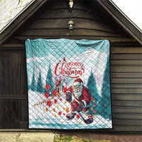 Canada Santa Playing Hockey Quilt - Wonder Print Shop