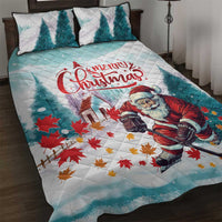 Canada Santa Playing Hockey Quilt Bed Set - Wonder Print Shop