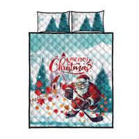 Canada Santa Playing Hockey Quilt Bed Set - Wonder Print Shop