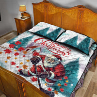 Canada Santa Playing Hockey Quilt Bed Set - Wonder Print Shop