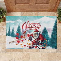 Canada Santa Playing Hockey Rubber Doormat - Wonder Print Shop