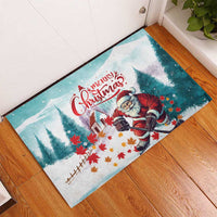 Canada Santa Playing Hockey Rubber Doormat - Wonder Print Shop