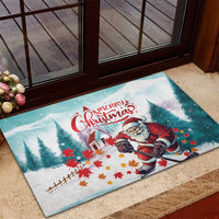 Canada Santa Playing Hockey Rubber Doormat - Wonder Print Shop