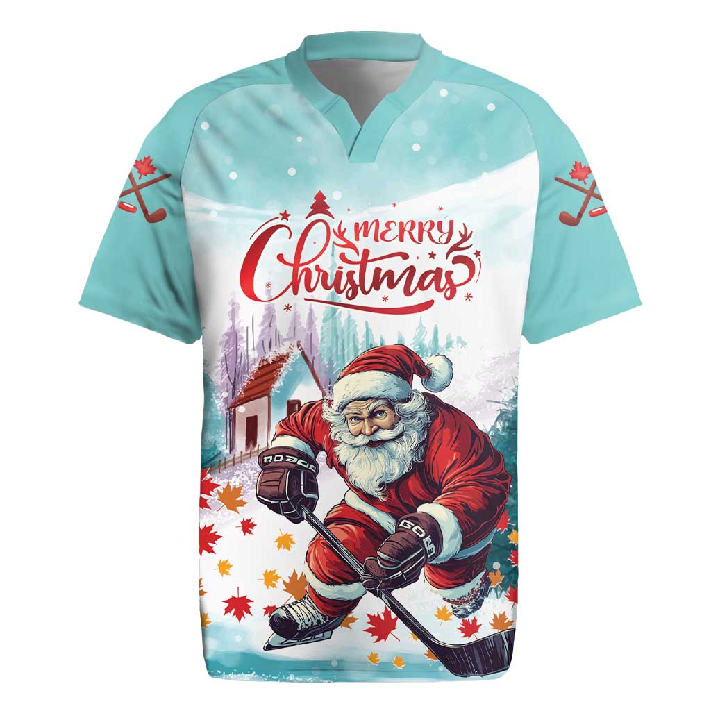Personalized Canada Santa Playing Hockey Rugby Jersey - Wonder Print Shop