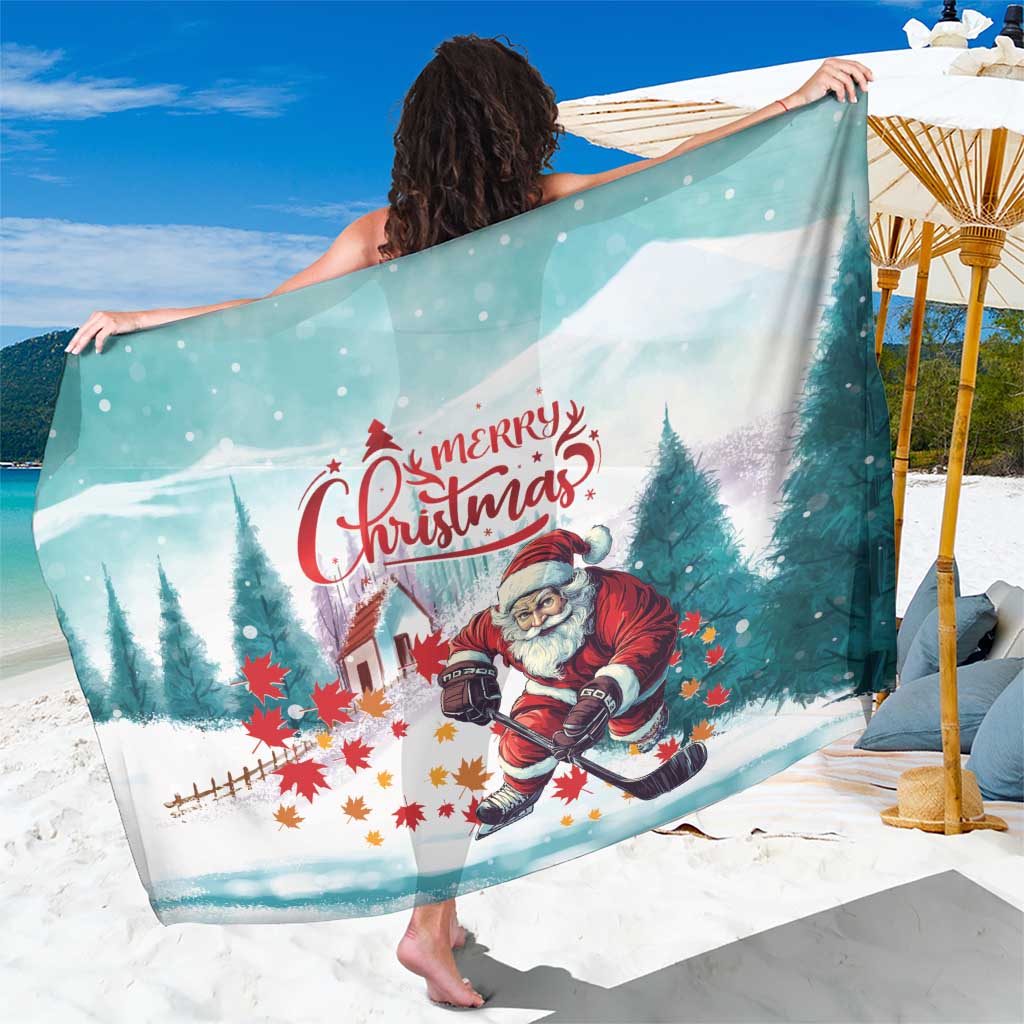 Canada Santa Playing Hockey Sarong - Wonder Print Shop