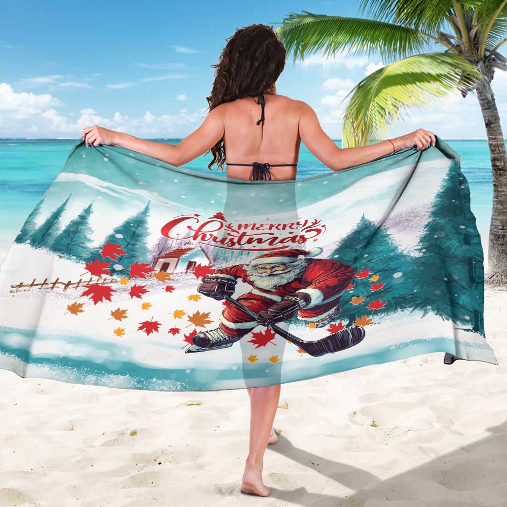Canada Santa Playing Hockey Sarong - Wonder Print Shop