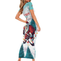 Personalized Canada Santa Playing Hockey Short Sleeve Bodycon Dress - Wonder Print Shop
