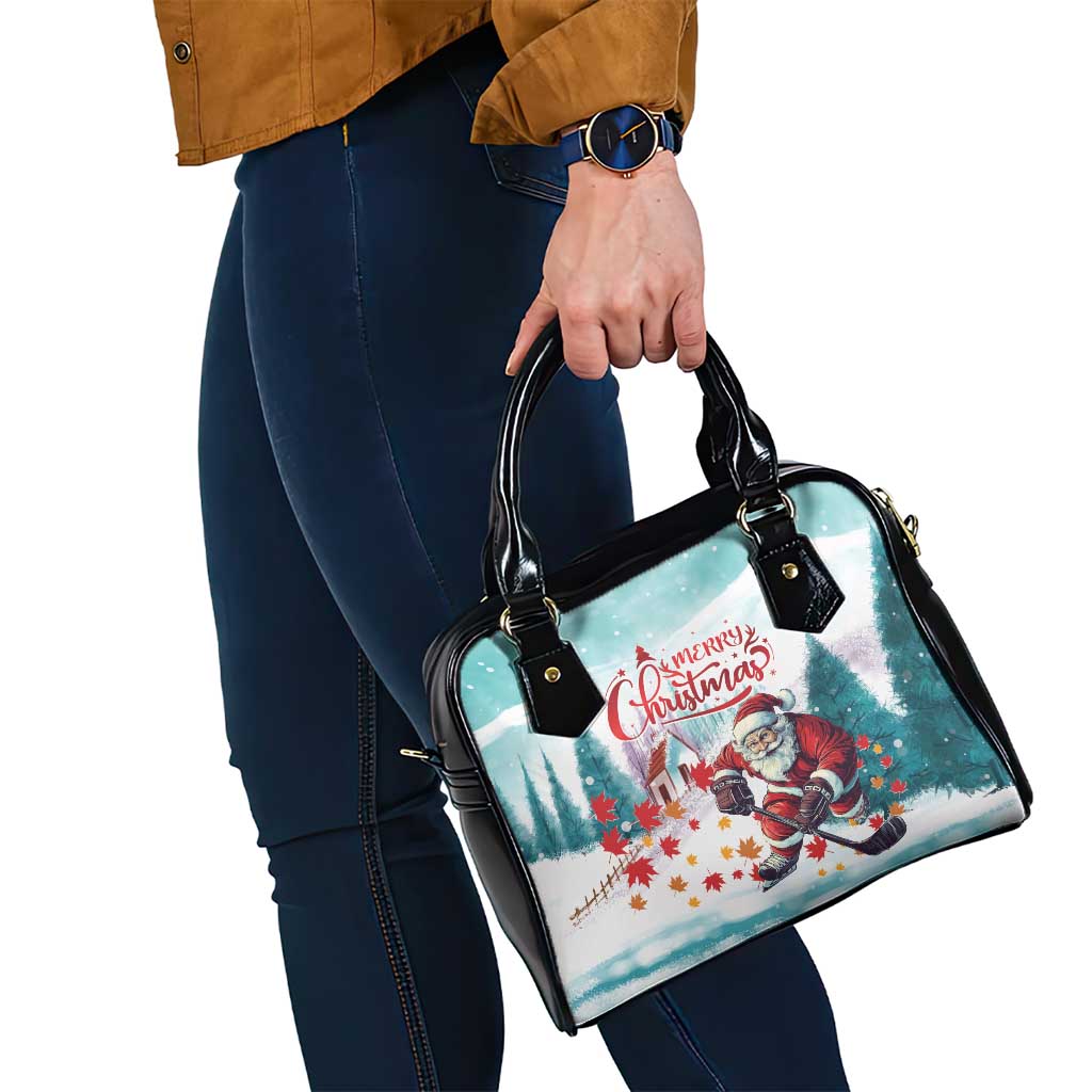 Canada Santa Playing Hockey Shoulder Handbag